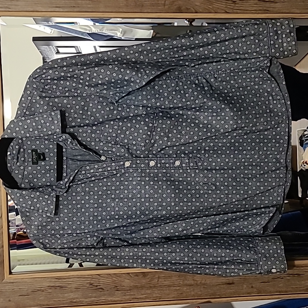 EUC J Crew Patterned Chambray Shirt